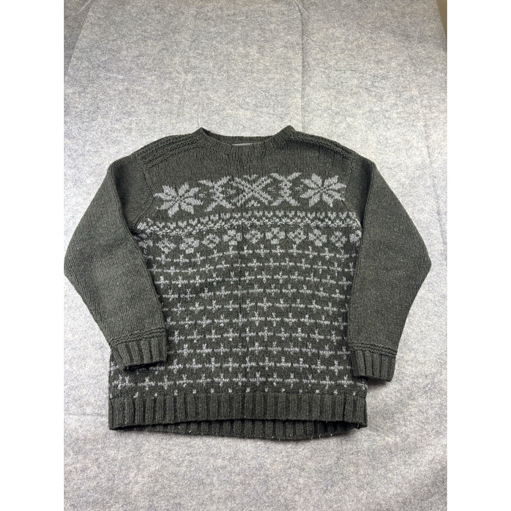 Banana Republic Mens S Fair Isle Nordic Wool Blend Crewneck Chunky Sweater VTG
